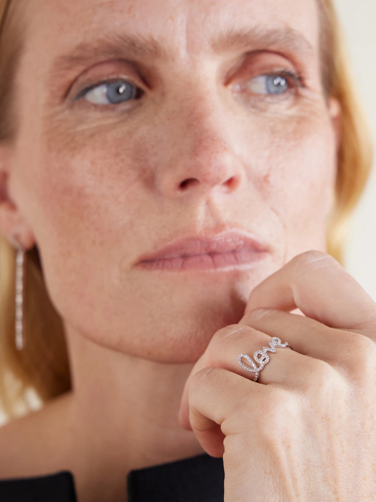 Image of Rings. Product name - Love Script 14-karat White Gold Diamond Ring in 6 1/2 colour by brand - Sydney Evan