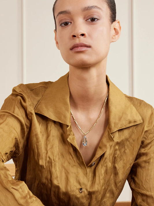 Image of Necklaces. Product name - Heroic 18-karat Gold Aquamarine Necklace in Blue colour by brand - Irene Neuwirth