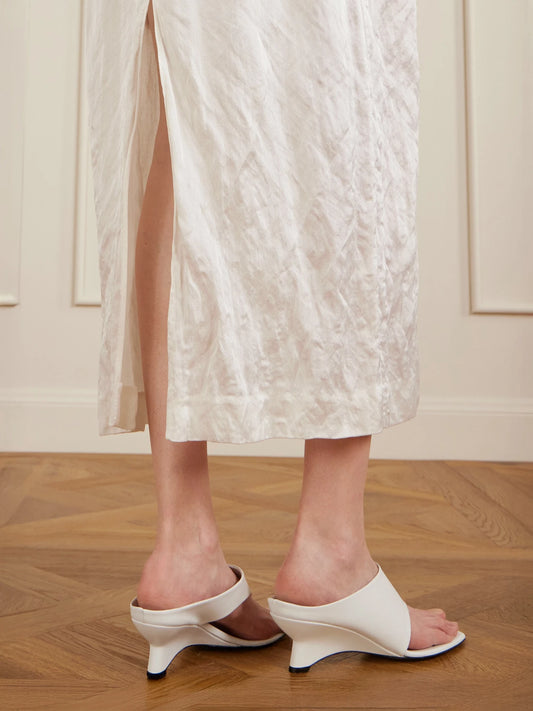 KHAITE Marlow Leather Wedge Mules
