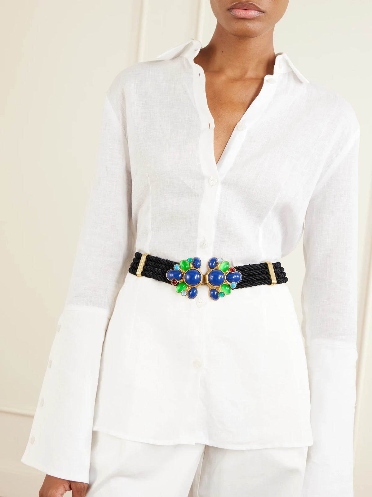 Zinnia Gold-plated, Enamel And Woven Cord Belt