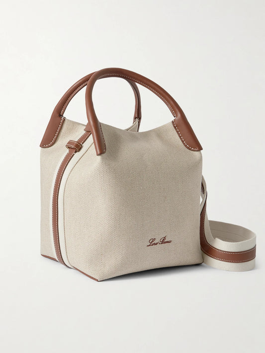 Loro Piana Bale Textured Leather-trimmed Canvas Tote
