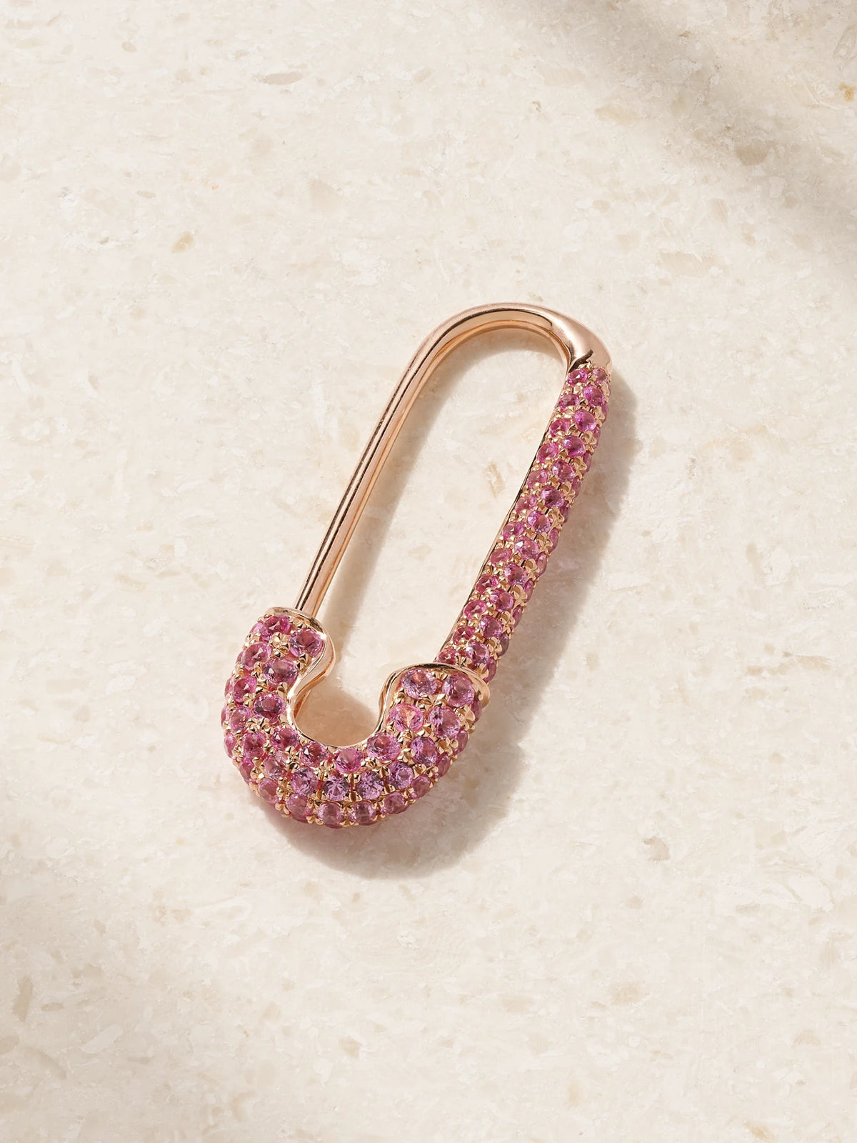 Safety Pin 18-karat Rose Gold Sapphire Earring