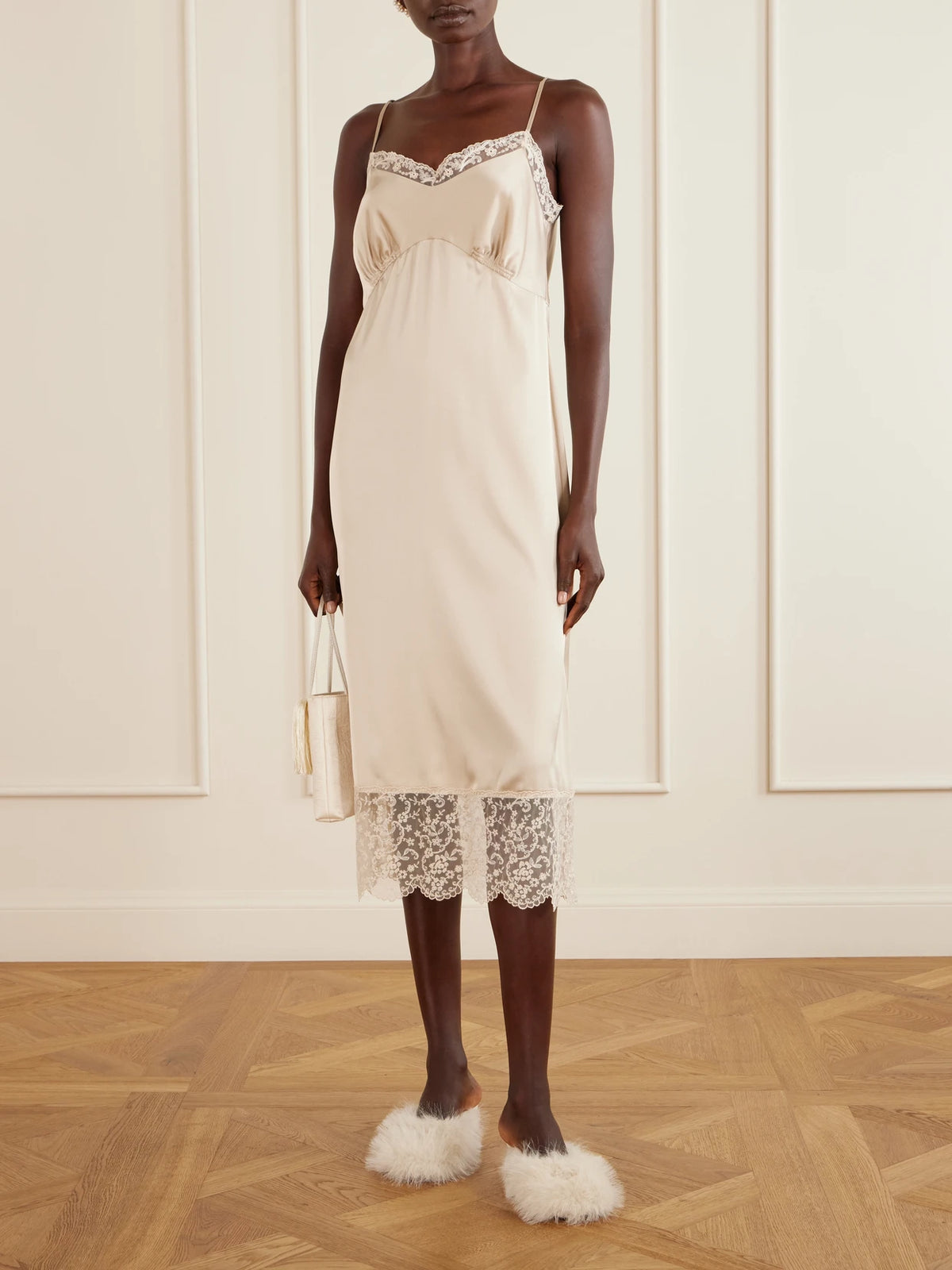 Image of Heels. Product name - Plush Mules in Cream colour by brand - Simone Rocha