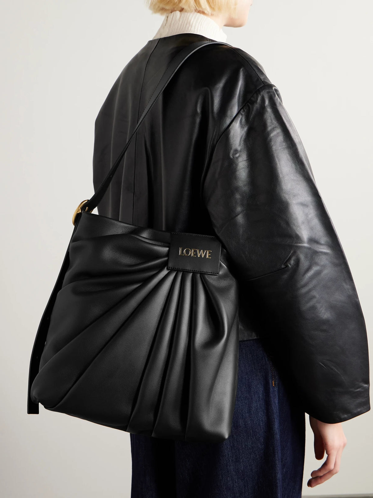 Featherlight Gathered Leather Tote