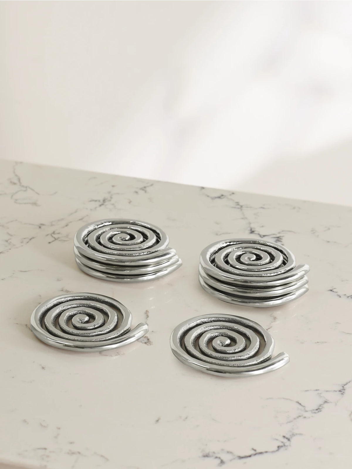 + Etagere Spiral Set Of Eight Nickel-plated Coasters
