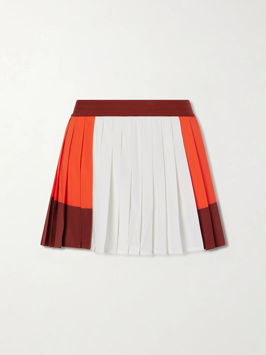 Image of a model wearing Skirts. Product name - +roland Garros Pleated Tennis Skirt in Red colour by brand - lululemon