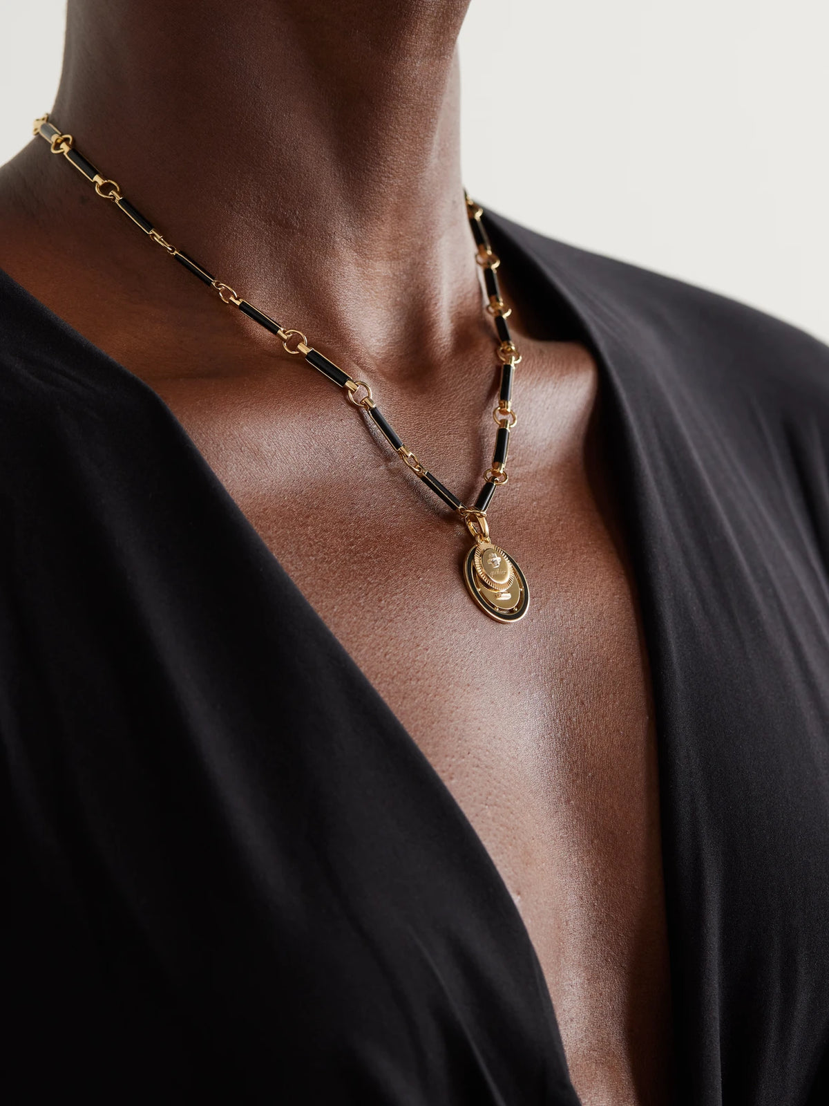 Image of Necklaces. Product name - Ever Growing Vivacity 18-karat Gold Onyx Necklace in Multi colour by brand - FoundRae