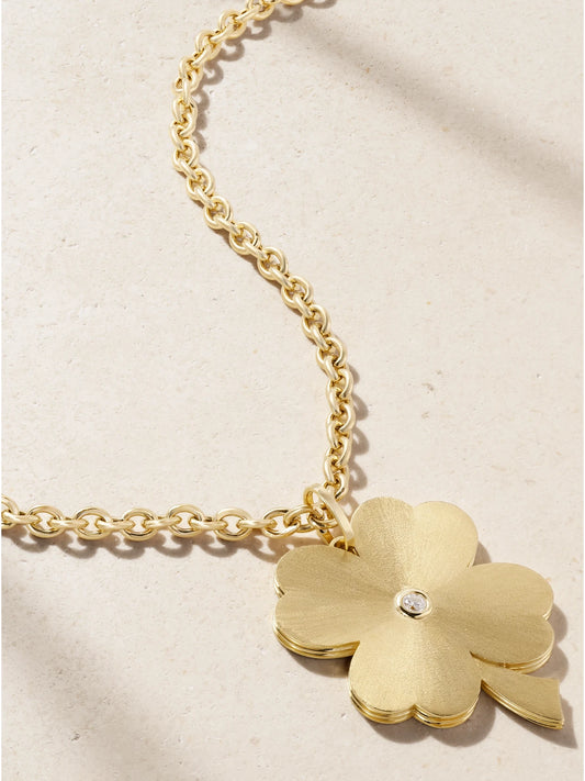 Jumbo Clover 18-karat Gold Diamond Necklace