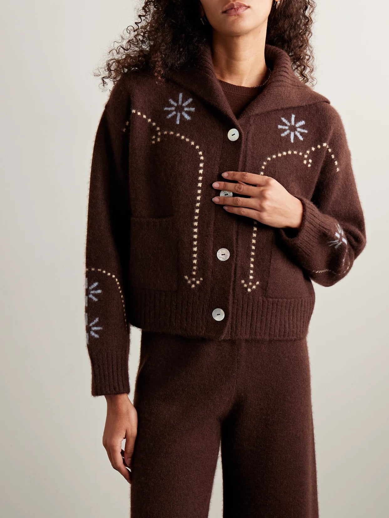 Intarsia-knit Cashmere Cardigan