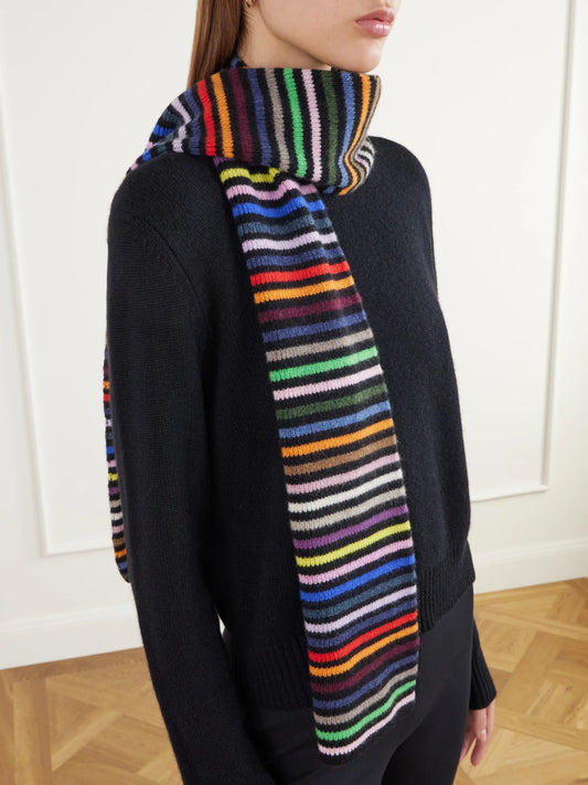 Image of Scarves & Shawls. Product name - Soula Striped Cashmere Scarf in Multi colour by brand - Suzie Kondi