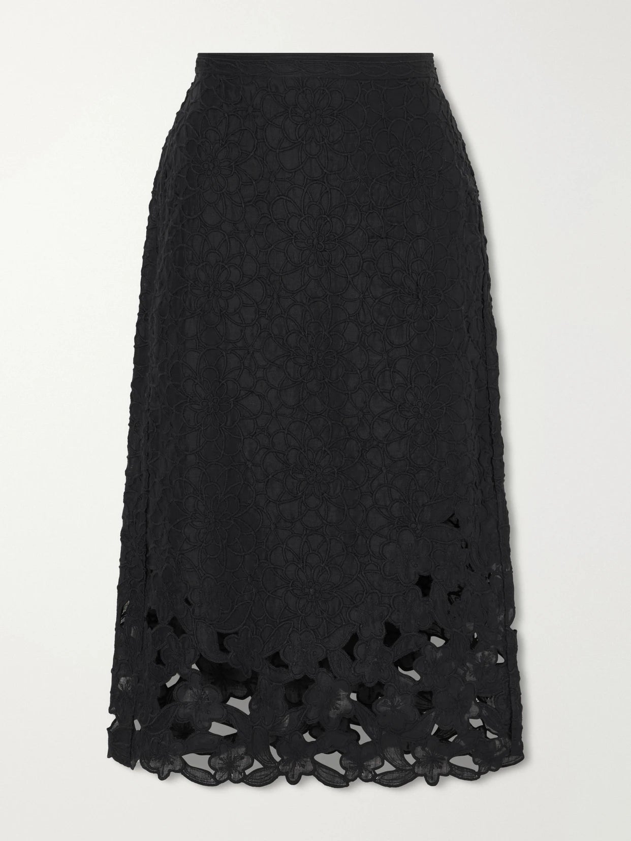 Reysha Embroidered Ramie Midi Skirt