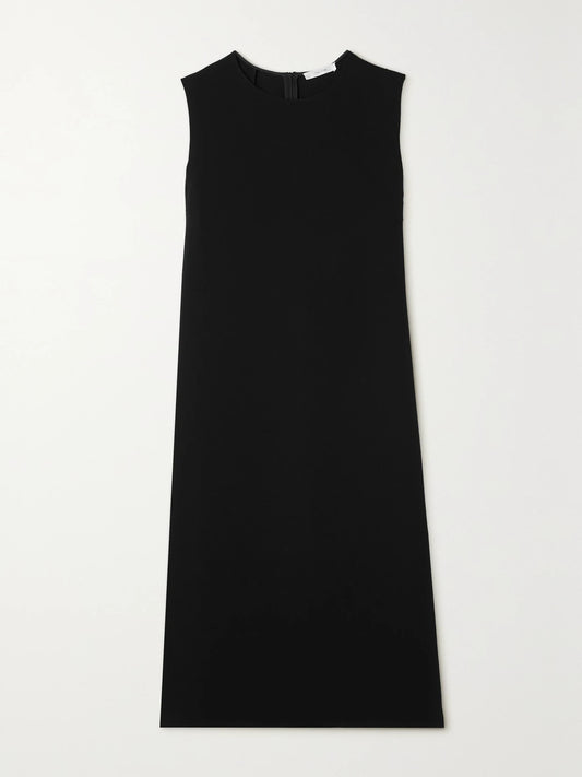 Image of Dresses. Product name - Essentials Mirna Crepe Midi Dress in Black colour by brand - The Row