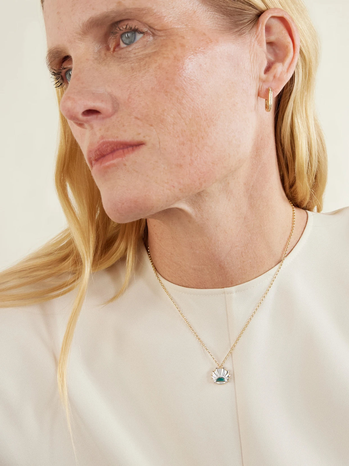 Image of Necklaces. Product name - Sun Down 18-karat Gold Multistone Necklace in Multi colour by brand - L'Atelier Nawbar