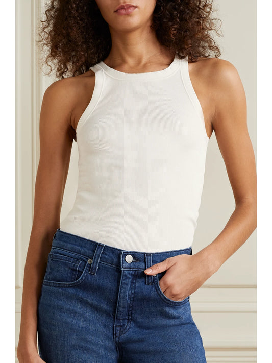 Jennifer Ribbed Cotton-jersey Tank