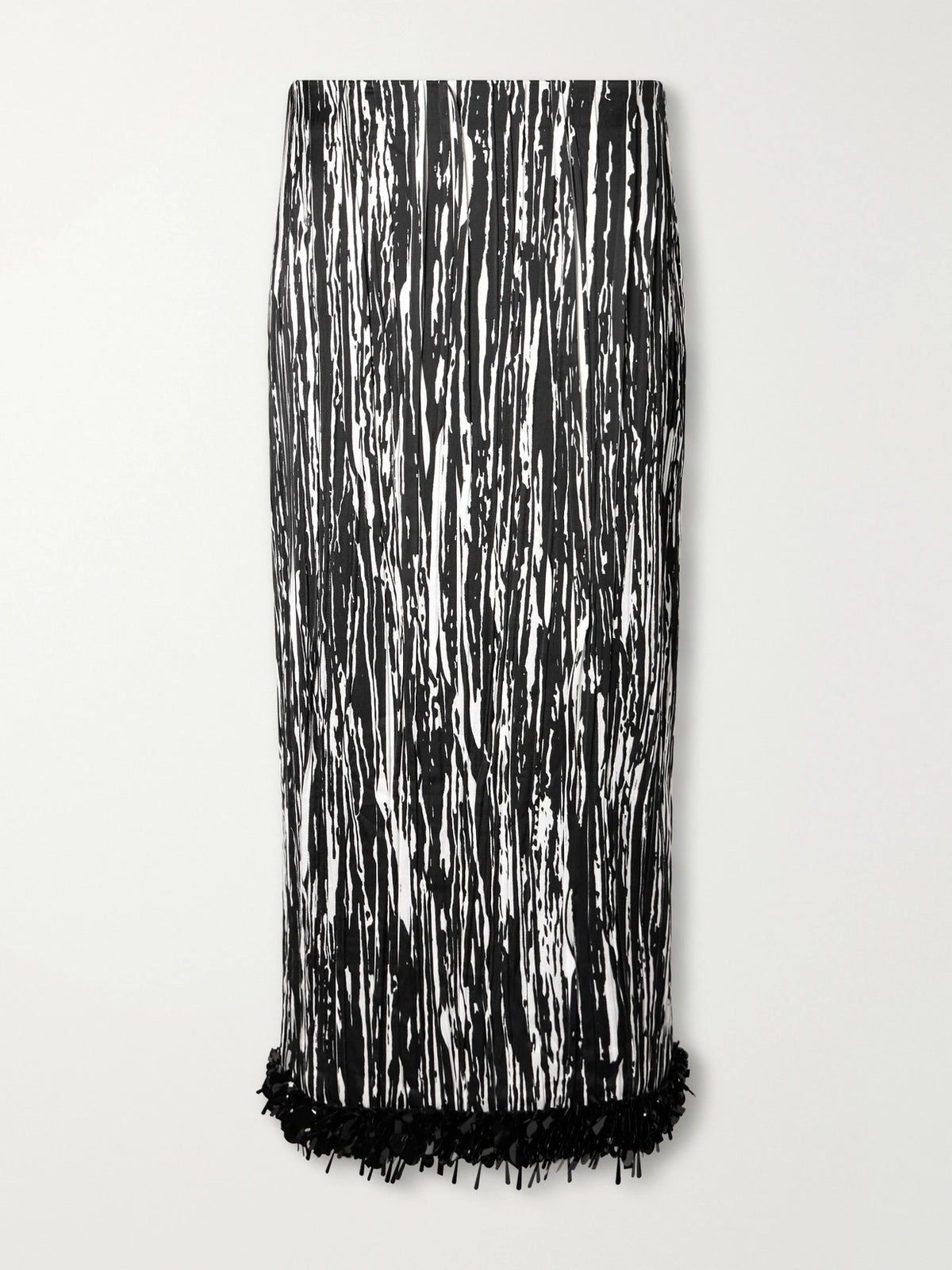 Brandon Maxwell The Sinclair Sequin-embellished Printed Pleated Satin Midi Skirt