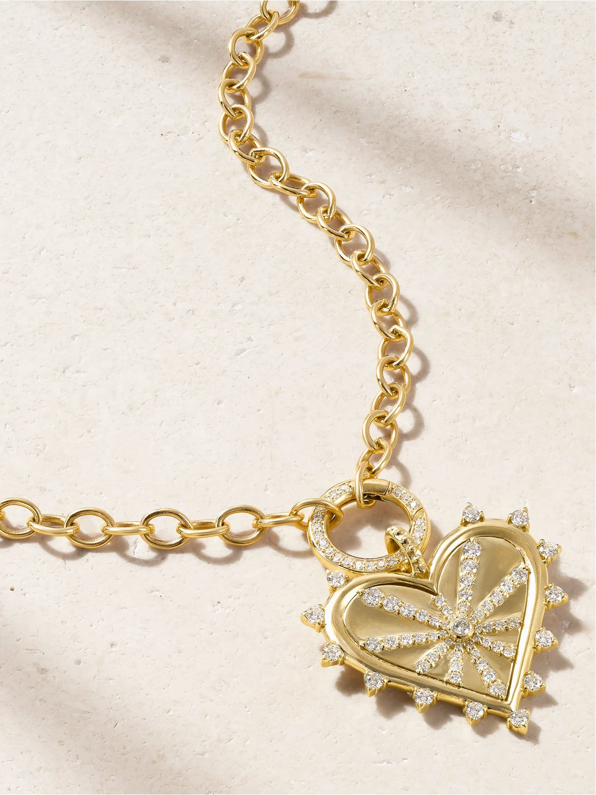 Small Spiked Pavé 14-karat Gold Diamond Necklace