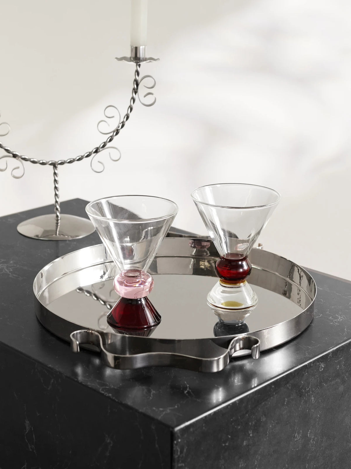 Image of Tableware. Product name - Squiggle Stainless Steel Tray in Silver colour by brand - Sophie Lou Jacobsen