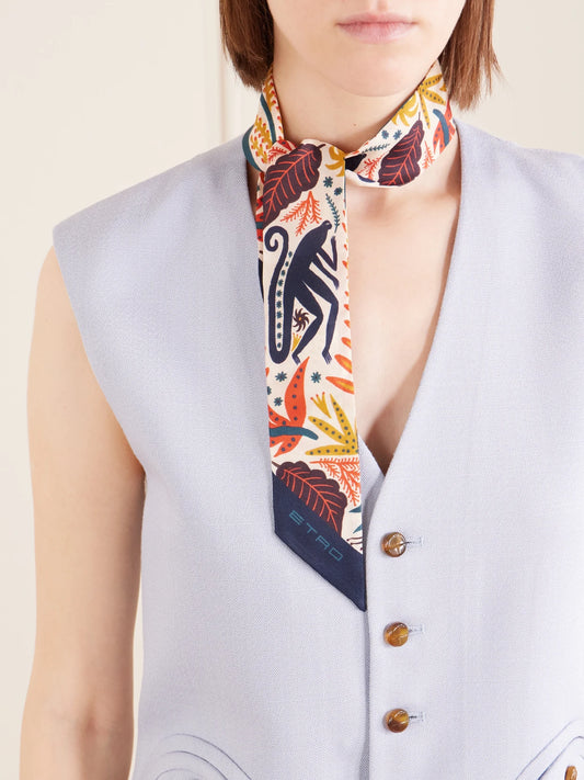 Image of Scarves & Shawls. Product name - Paisleyna Printed Silk Scarf in Cream colour by brand - Etro