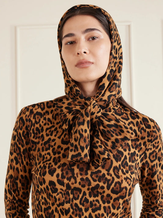 Image of Scarves & Shawls. Product name - Honey Animal-print Jersey Wrap in Leopard print colour by brand - Anna Sui