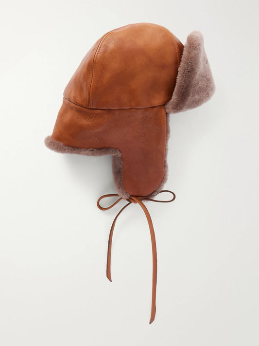 Gabriela Hearst Karina Leather And Shearling Trapper Hat