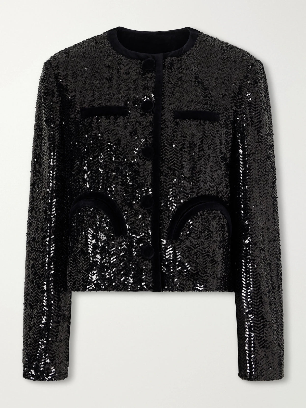 BLAZÉ Milano Shamo Velvet-trimmed Sequined Jacket