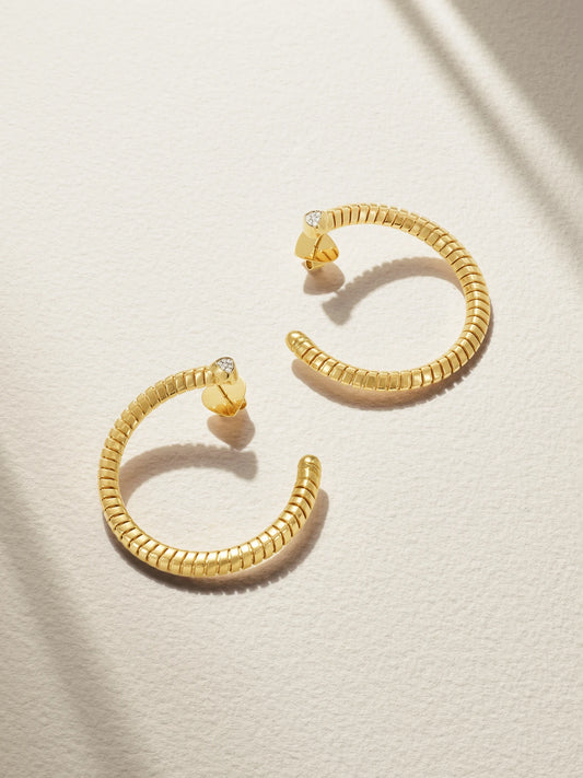 Trisolina 18-karat Gold Diamond Hoop Earrings