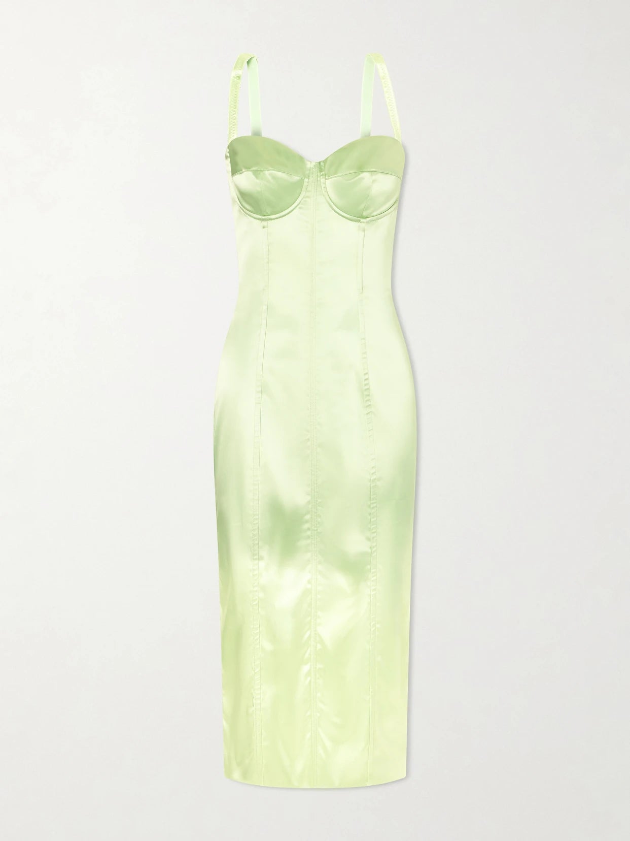 Image of Dresses. Product name - Satin Bustier Midi Dress in Light green colour by brand - Dolce & Gabbana
