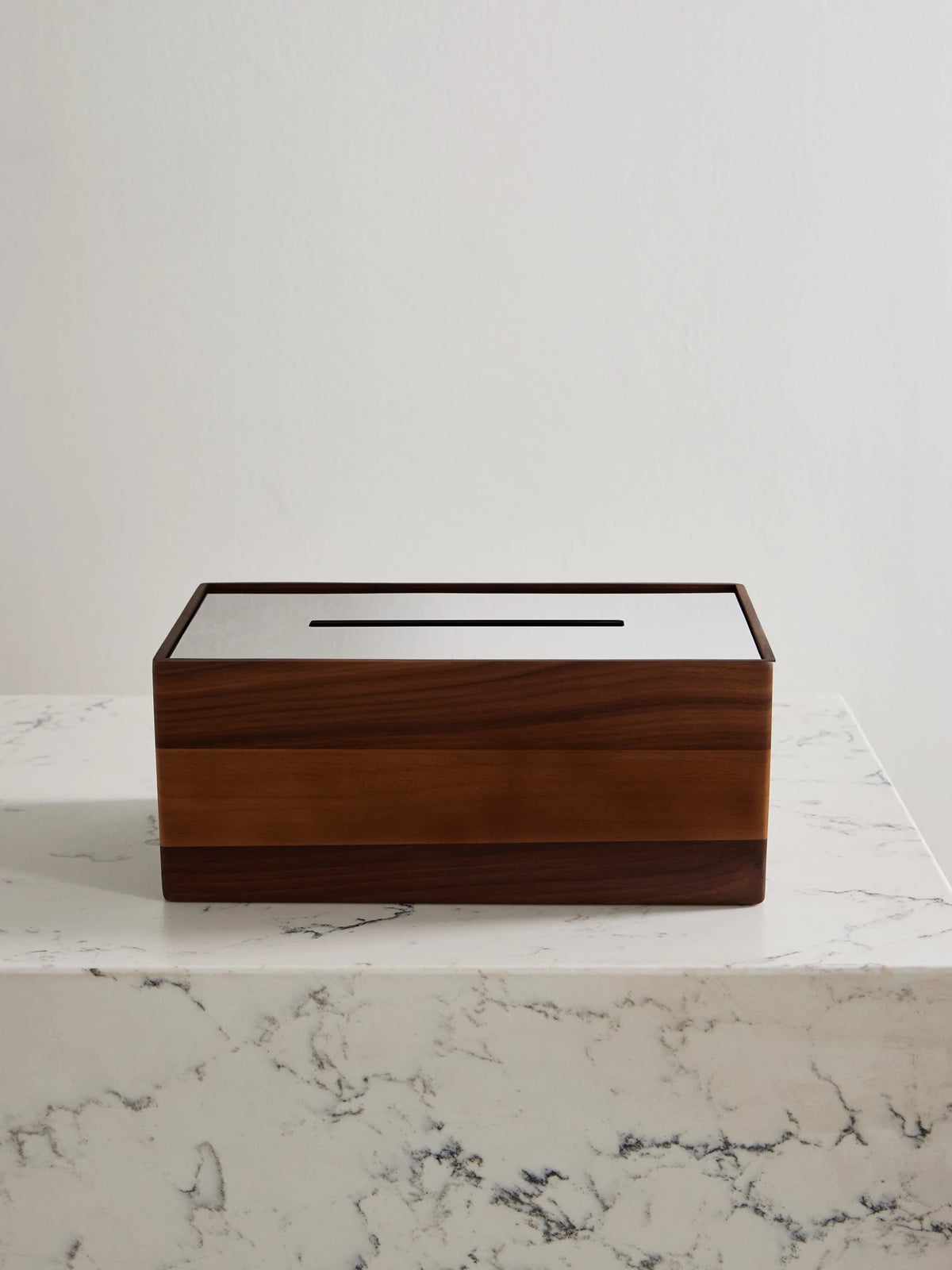 Uni Walnut And Stainless Steel Tissue Box