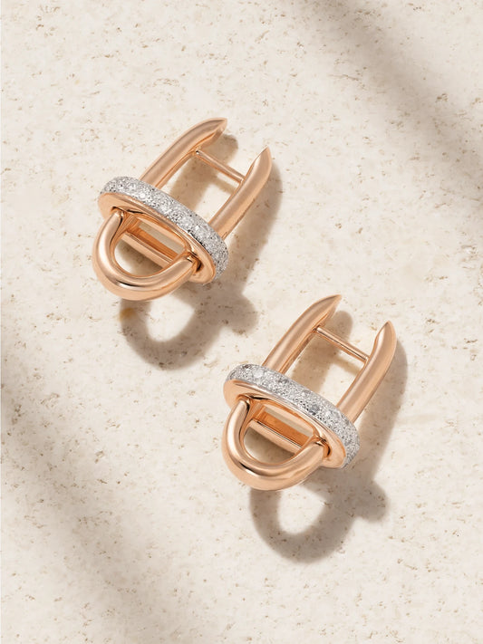 Iconica Rhodium-plated 18-karat Rose Gold Diamond Hoop Earrings