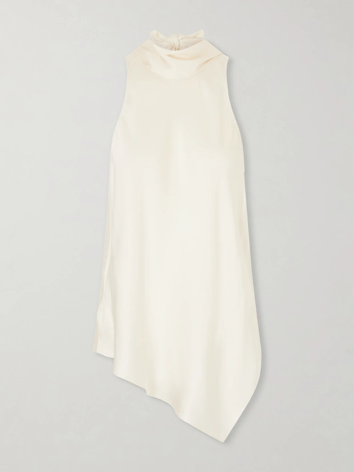 Scarf-detailed Silk-satin Turtleneck Blouse