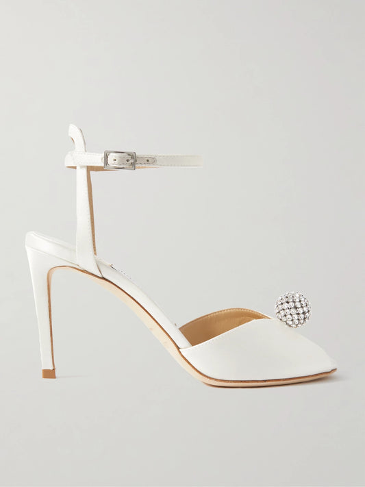 Sacora 85 Crystal-embellished Satin Sandals