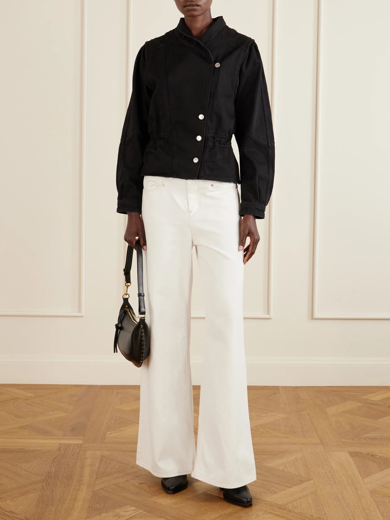 Image of Coats & Jackets. Product name - Dolie Denim Jacket in Black colour by brand - ISABEL MARANT