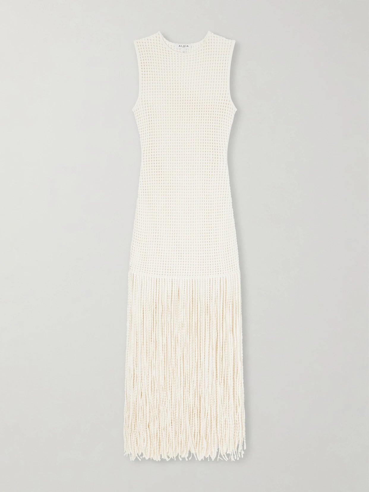 Fringed Open-knit Midi Dress
