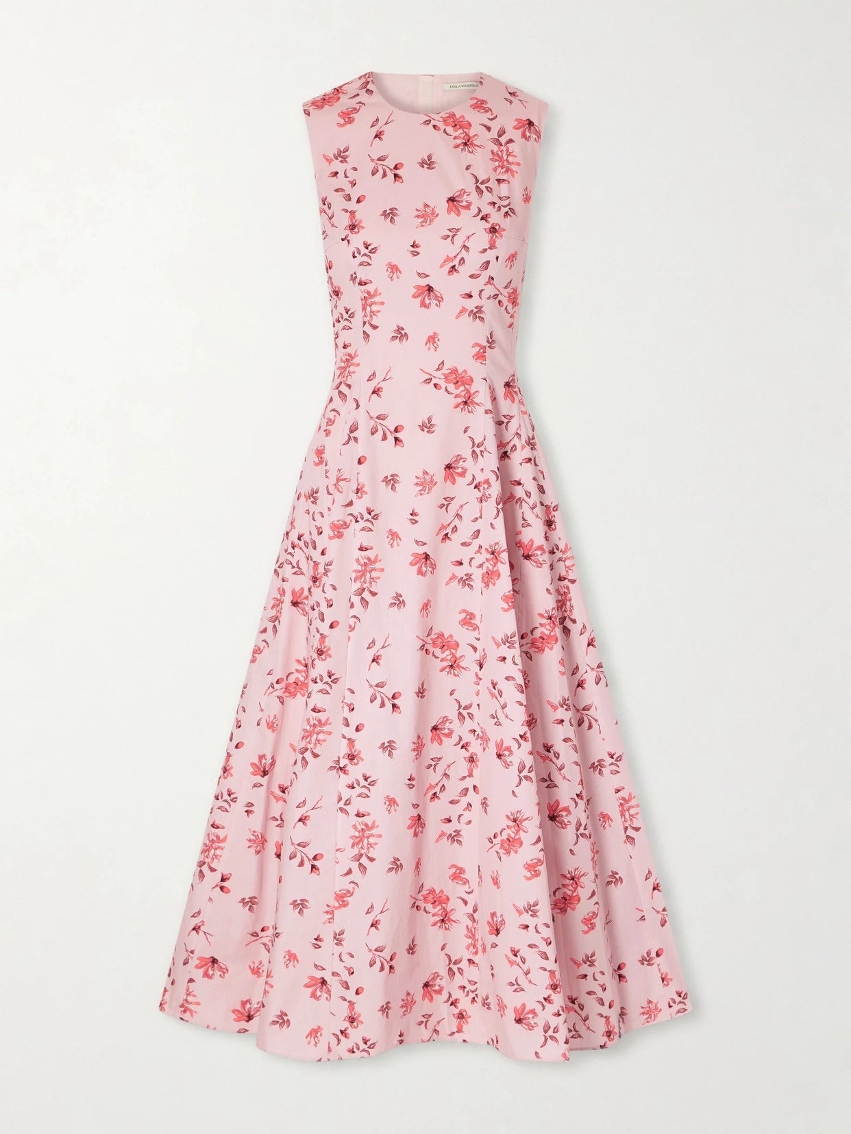 Chelsea Pleated Floral-print Organic Cotton-poplin Midi Dress