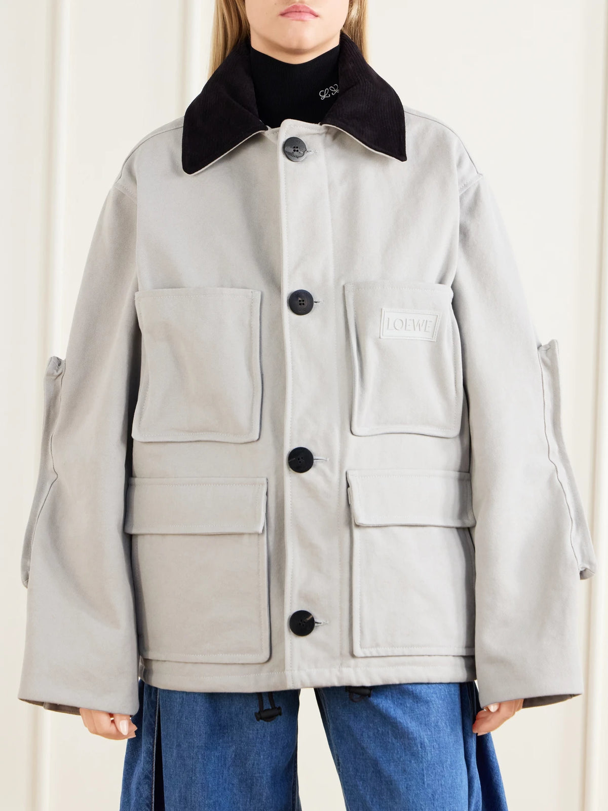 LOEWE Leather-trimmed Cotton Jacket