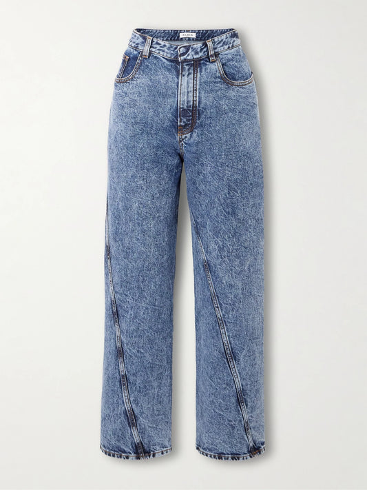 Image of Jeans. Product name - Paneled Jeans in Blue colour by brand - Alaïa