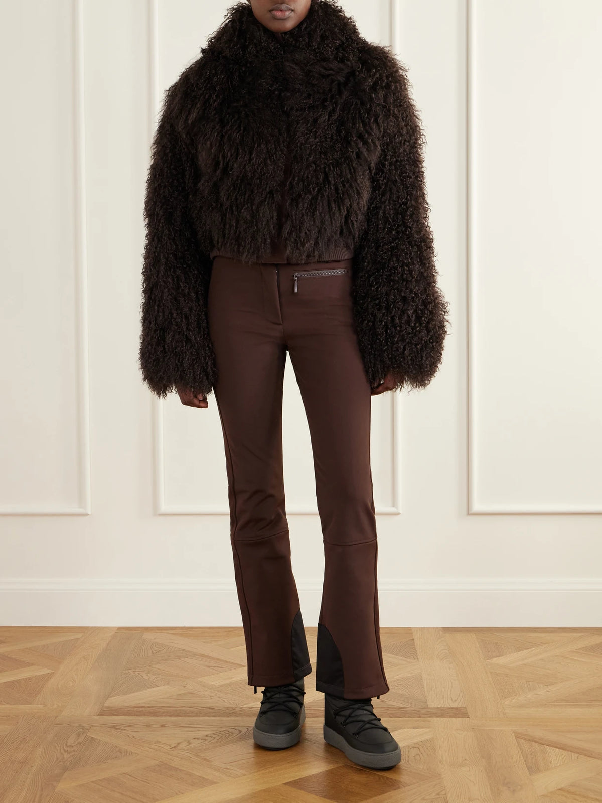 Image of Coats & Jackets. Product name - Nozawa Shearling Ski Jacket in Chocolate colour by brand - Cordova