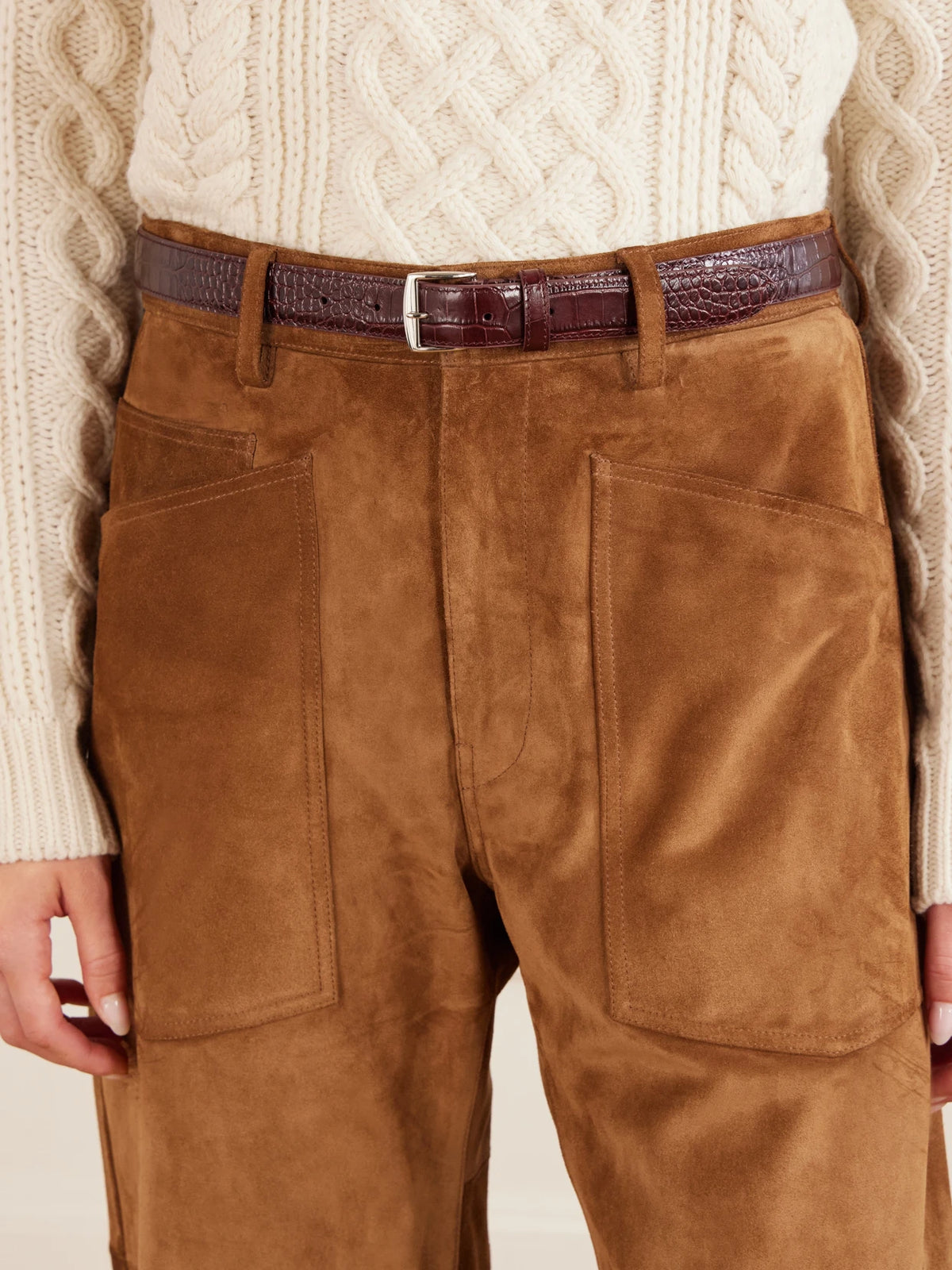 Image of Belts. Product name - Sloane Croc-effect Leather Belt in Burgundy colour by brand - Nili Lotan