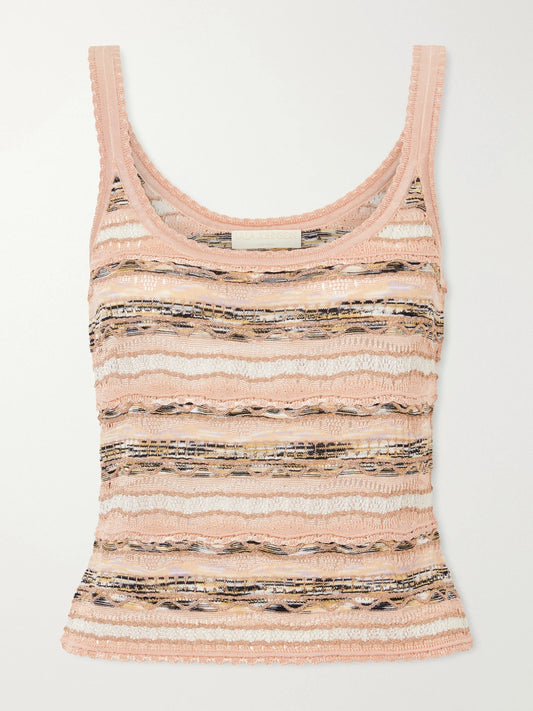Clotilde Striped Pointelle-knit Tank