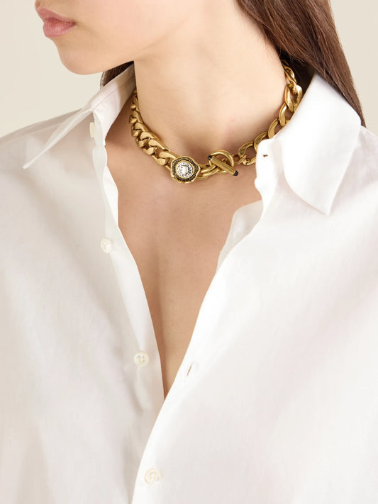 Image of Necklaces. Product name - Flora Gold-plated And Sterling Silver Choker in Multi colour by brand - MAISON MAYLE