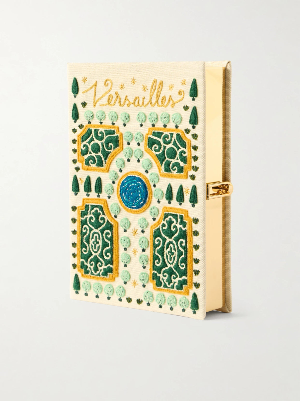 Versailles Appliquéd Embroidered Canvas Clutch
