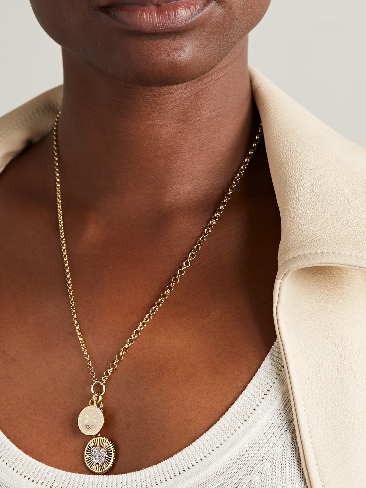 Image of Necklaces. Product name - Resilience And Passion 18-karat Gold, Enamel And Diamond Necklace in Multi colour by brand - FoundRae