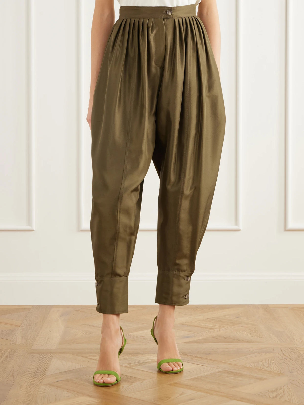 La DoubleJ Harem Pleated Silk-shantung Tapered Pants