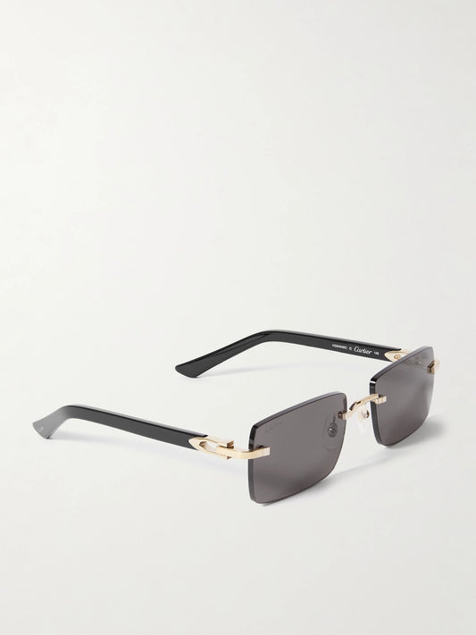 C Décor Rimless Rectangle-frame Gold-tone And Acetate Sunglasses