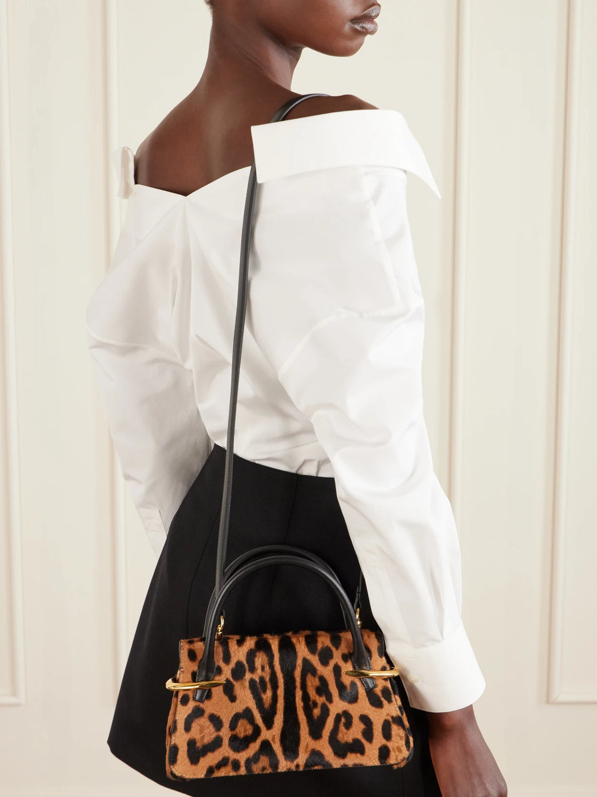 Image of Bags. Product name - Pinch Mini Embellished Leopard-print Calf-hair Shoulder Bag in Leopard print colour by brand - Givenchy