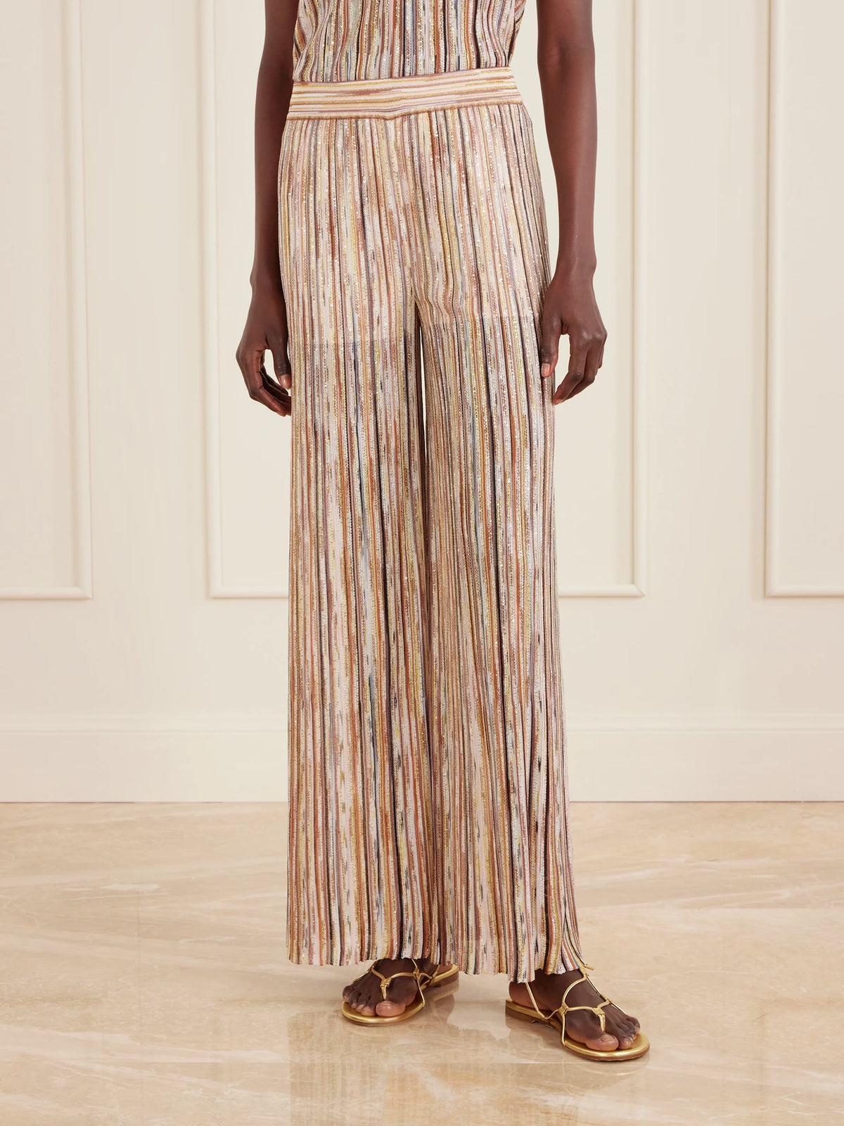 Mare Embellished Metallic Crochet-knit Wide-leg Pants