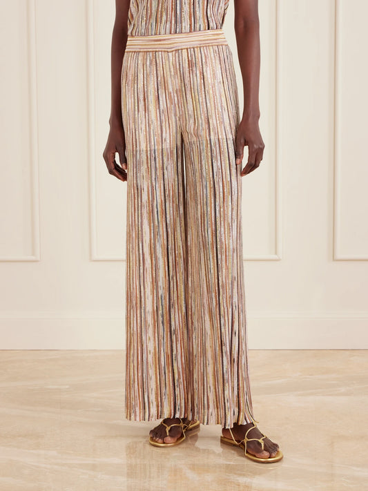 Mare Embellished Metallic Crochet-knit Wide-leg Pants