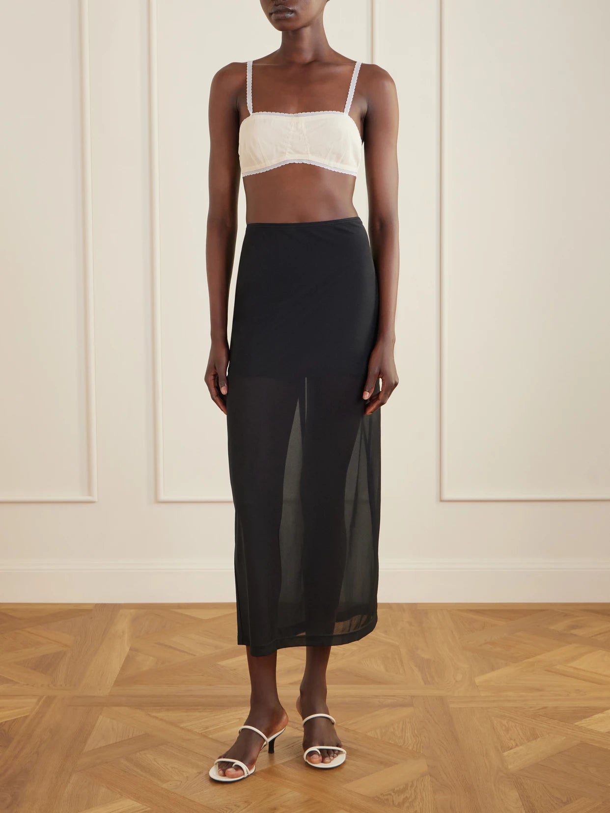 Image of Lingerie. Product name - Tulle Bralette in Sand colour by brand - Colleen Allen