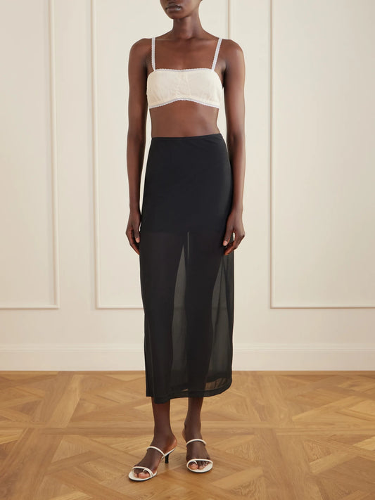 Image of Lingerie. Product name - Tulle Bralette in Sand colour by brand - Colleen Allen