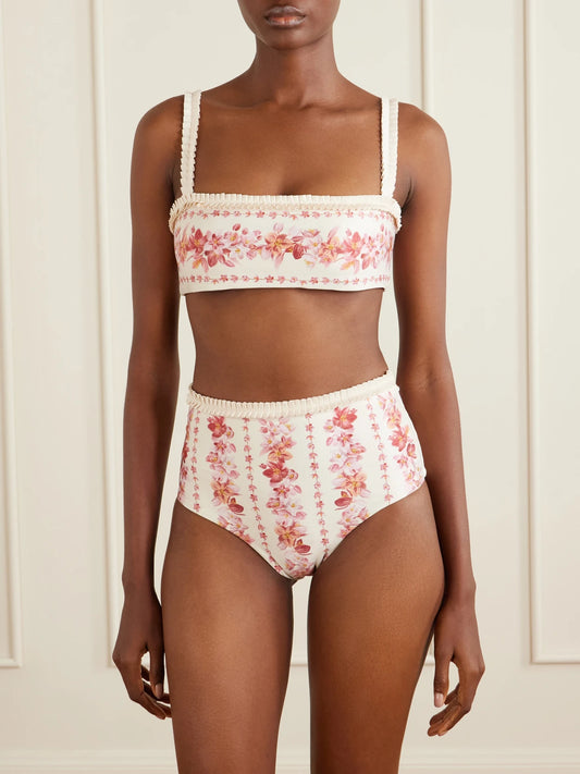 Nopaul Floral-printed Stretch Recycled Bikini Briefs